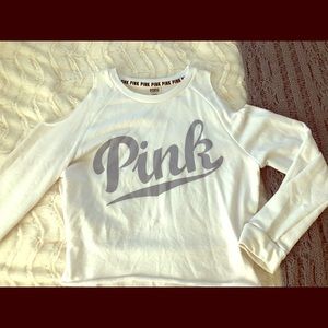 SOLD. PINK Cold shoulder and crop cut